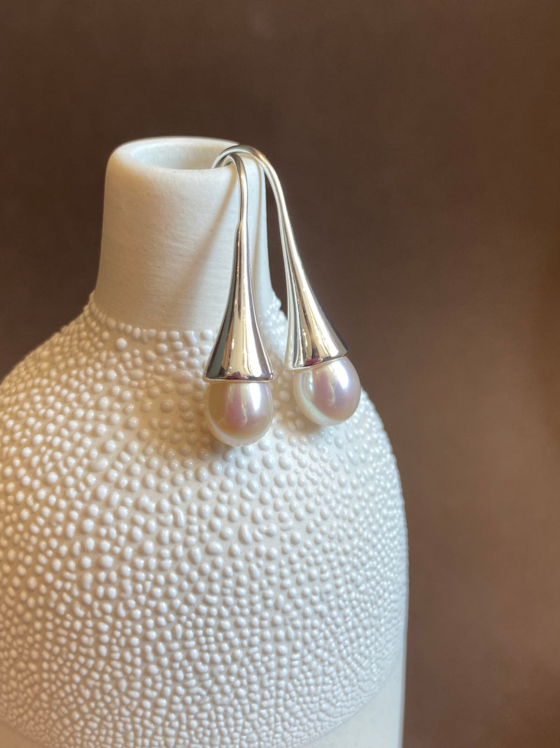 Cone Pearl Drop Earrings