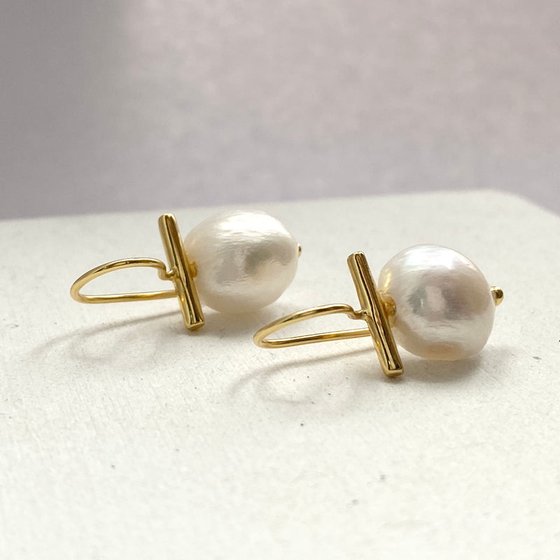 Pearl And Bar Earrings