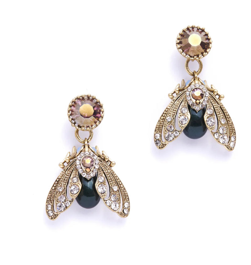 Bejewelled Moth Drop Earrings