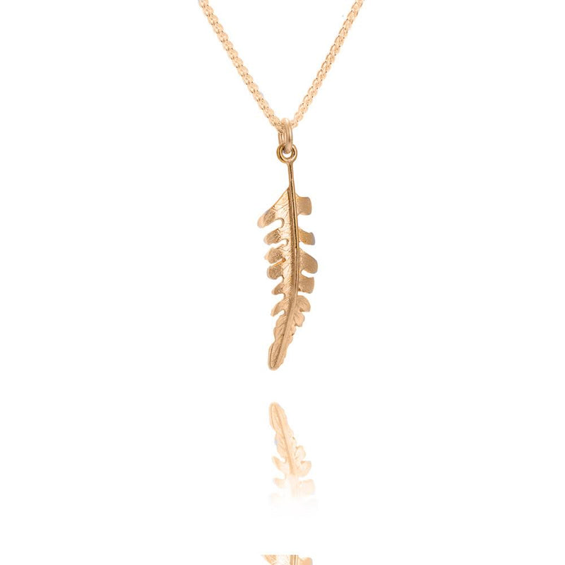 Frosted Fern Small Necklace Fully Gold Plated