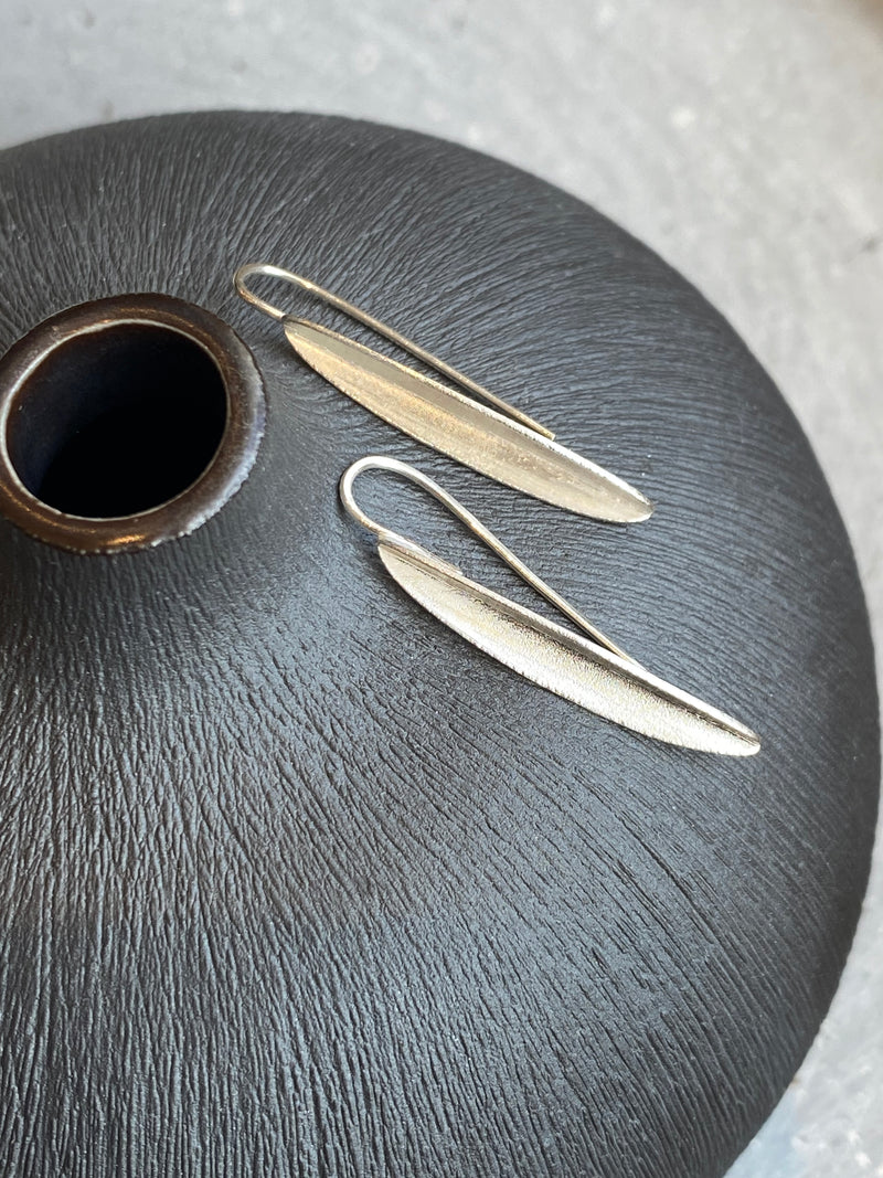Silver Leaf Hook Earrings Small