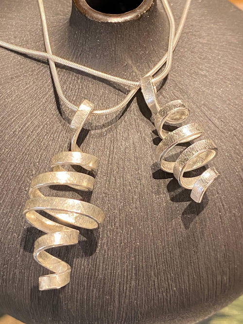 Small Spiral Drop Pendant on Snake Chain