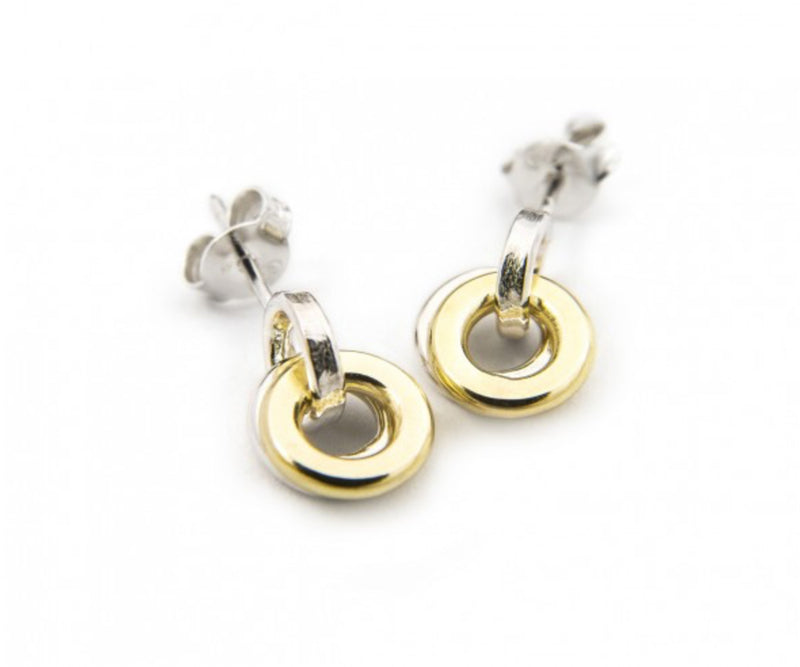 Ripple Hoop Silver And Gold Studs