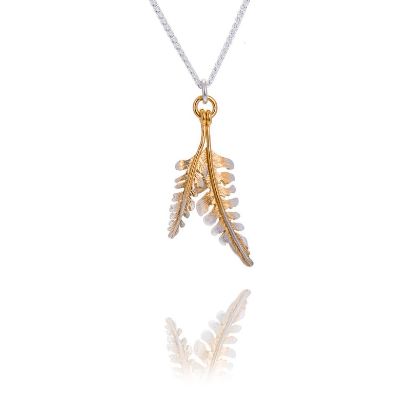 Double Fern Small And Tiny Gold Ombre Necklace