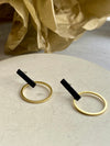 Black + Brass Line And Circle Earrings