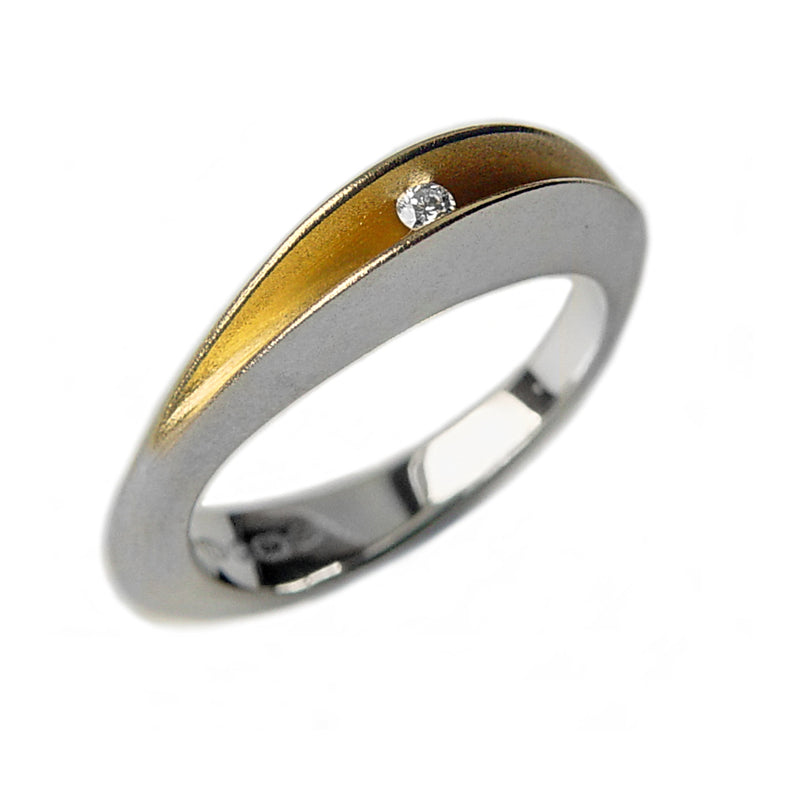 3pt Partially Split Silver Shell Ring