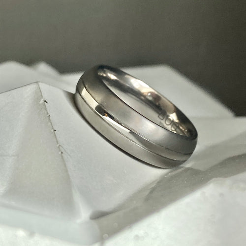 Flat Titanium Ring Centre Stripe