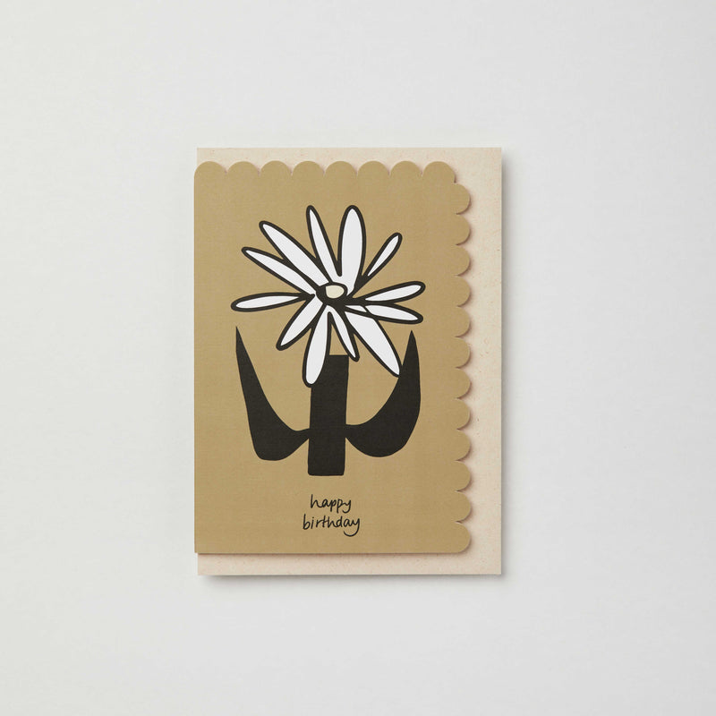 Happy Birthday abstract brown Dahlia card