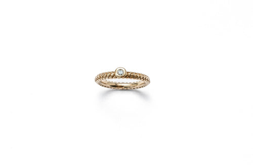 Dotty Textured Chunky Band with Round 0.20ct Natural  Diamond