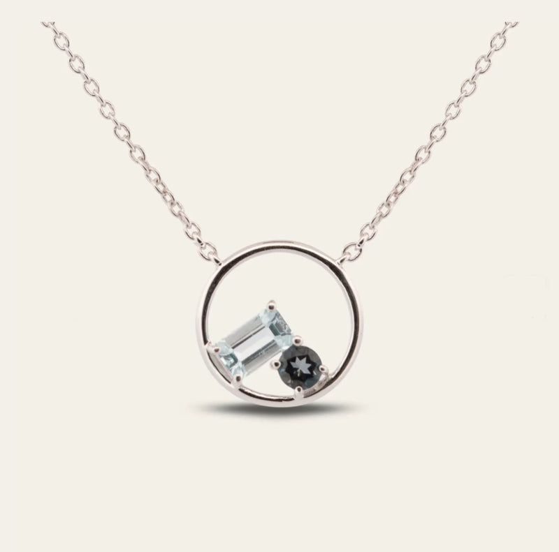 Dainty Silver Topaz Cluster Necklace- Leila