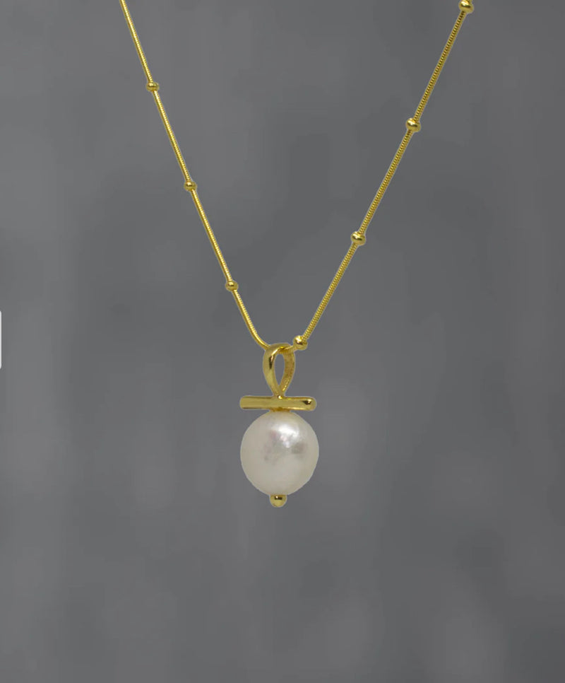 Gold Bar Pearl Pendant