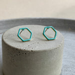 Turqouise Enamel Hexagon Studs