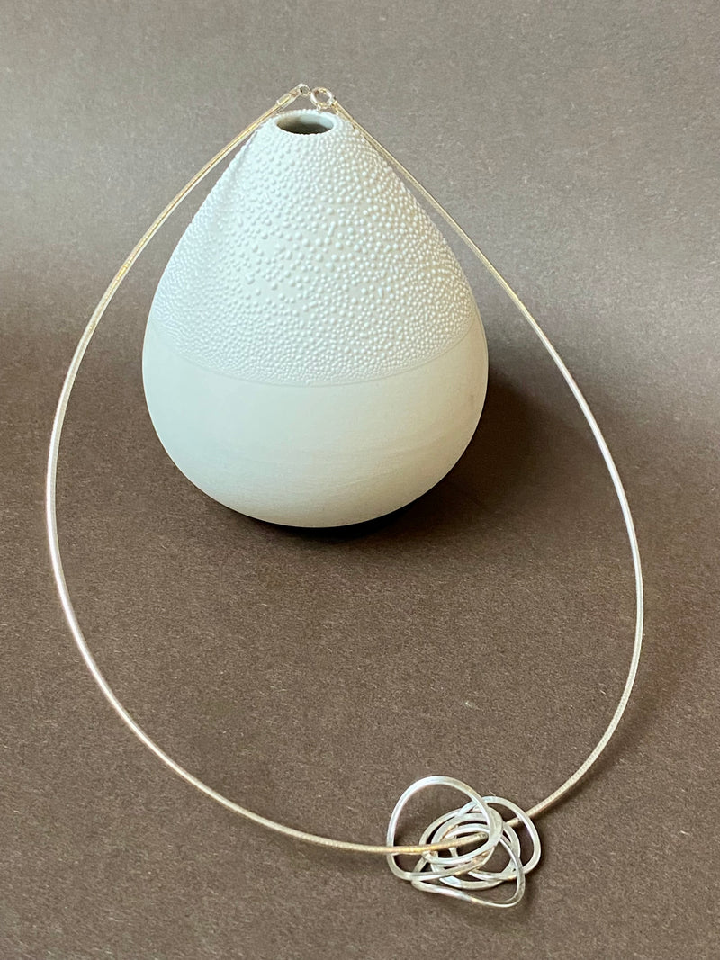 Multi-circle Silver Collar Necklace