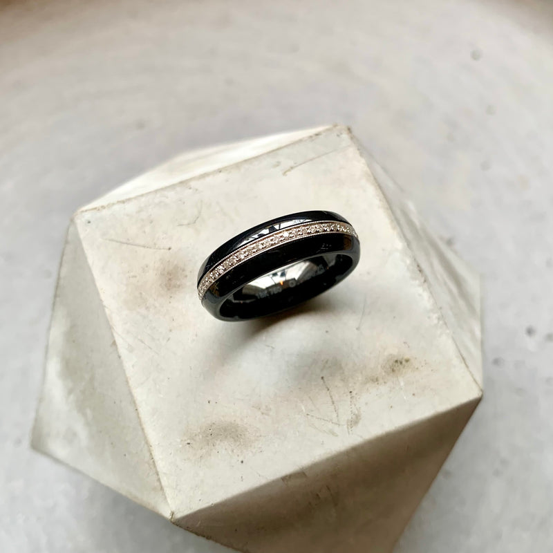 Full Eternity Diamond and Black Onyx Dress Ring