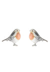 Silver Robin Stud Earrings