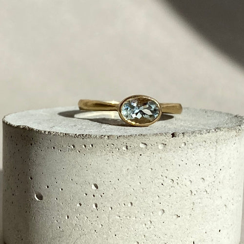 Gold And Aquamarine Oval Ring