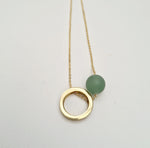 Brass Circle And Aventurine Necklace