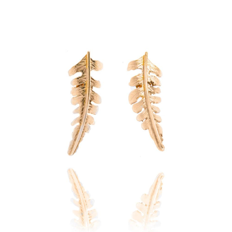 Frosted Fern Small Stud Earrings Gold