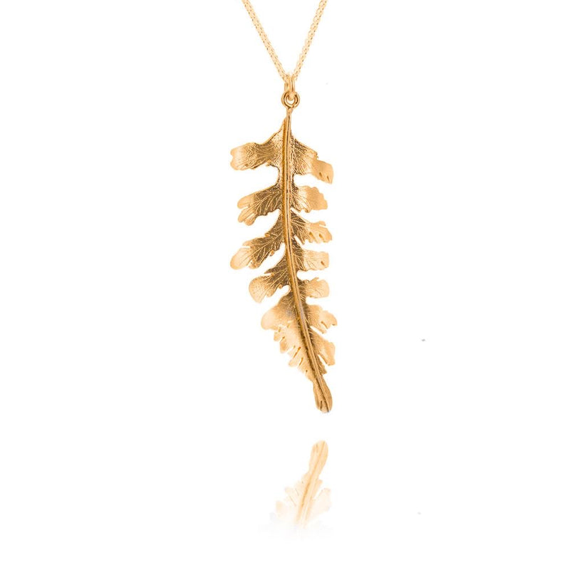 Frosted Fern Medium Necklace With Full Gold Plate