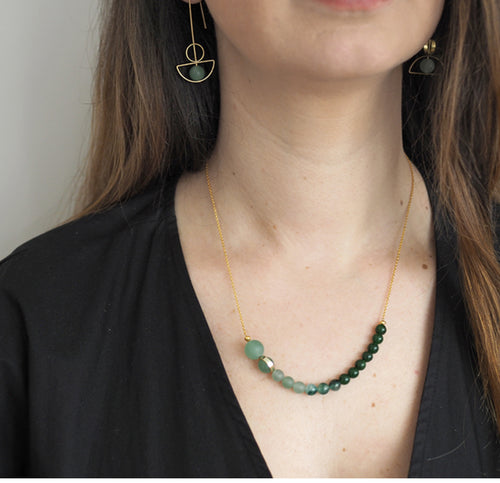 Seagrass-Jade And Aventurine Necklace