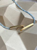 Beaded Aquamarine Necklace With Gold And Diamond