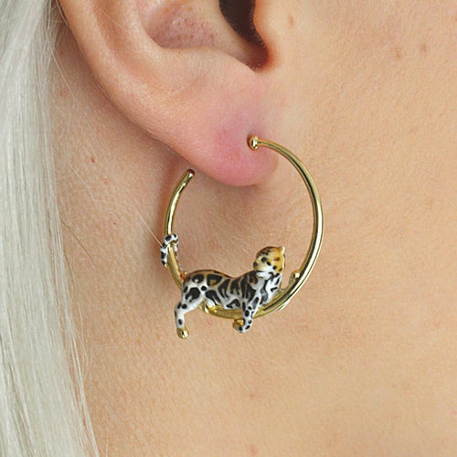 Clouded Leopard Hoop Earring