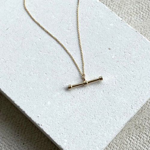 Solid Gold T-Bar Necklace