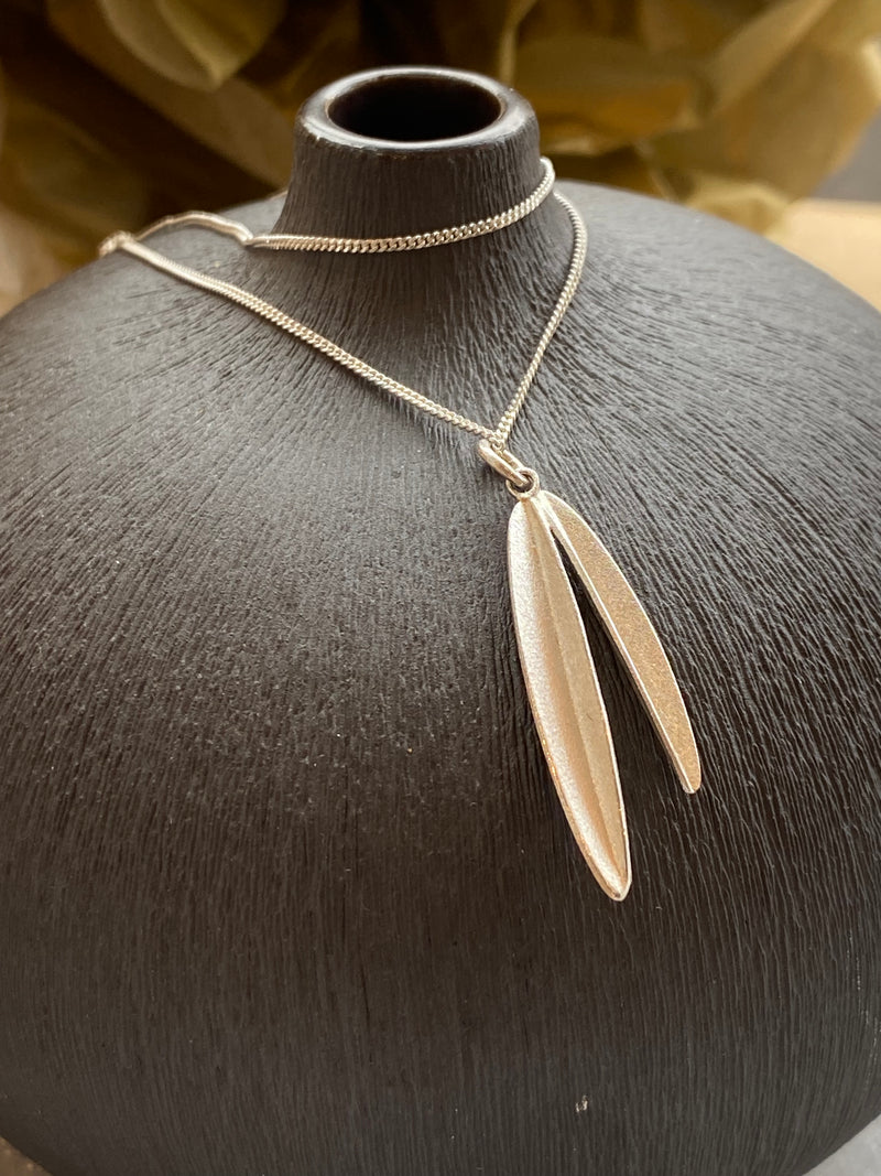 Silver Double Sycamore Leaf Pendant