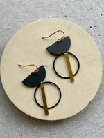 Black + Brass Charm Drop Earrings