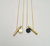 Small Brass Cylinder And Brass Disc Necklace