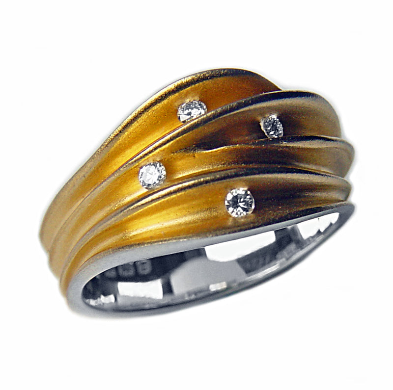 Multi Split 4 Diamond Silver Shell Ring