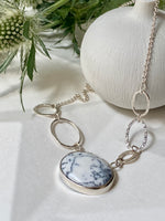 White Gemstone Circles Necklace