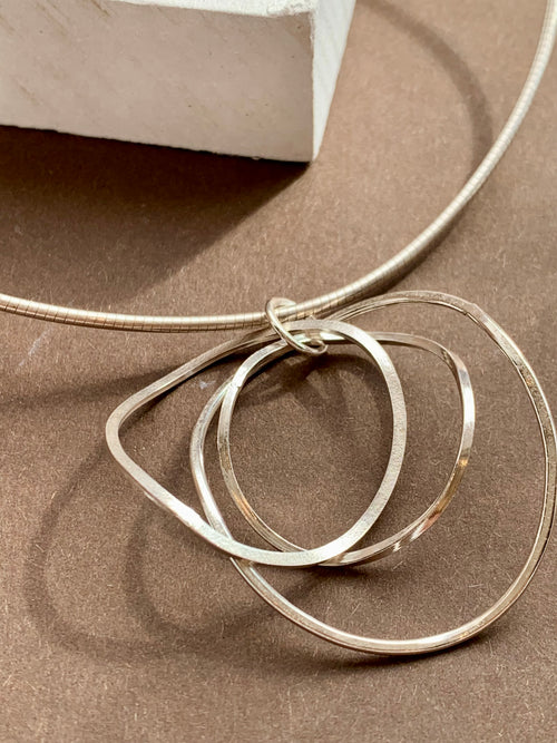 Multi Circle Linked Necklace On Chunky Snake Chain