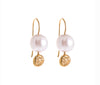 Pearl Moondot Drop Earrings Gold