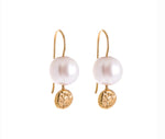Pearl Moondot Drop Earrings Gold