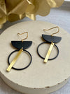 Black + Brass Charm Drop Earrings