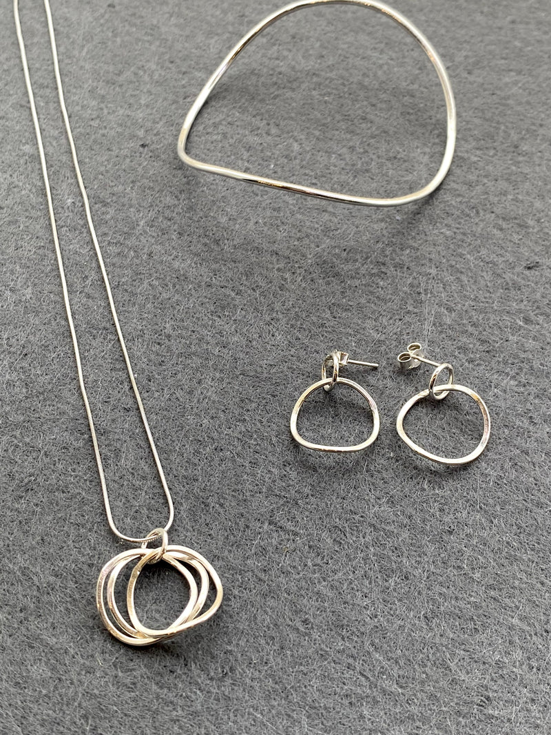 Curve Silver Drop Earrings