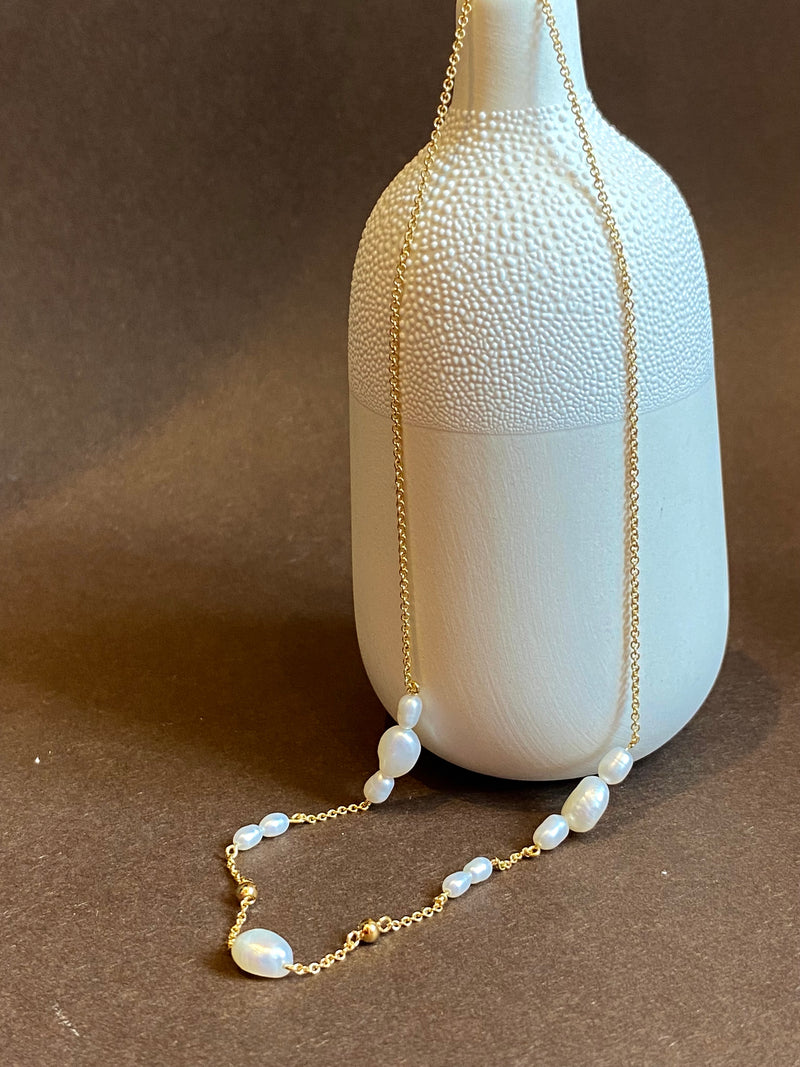 Gold Multi Pearl Necklace