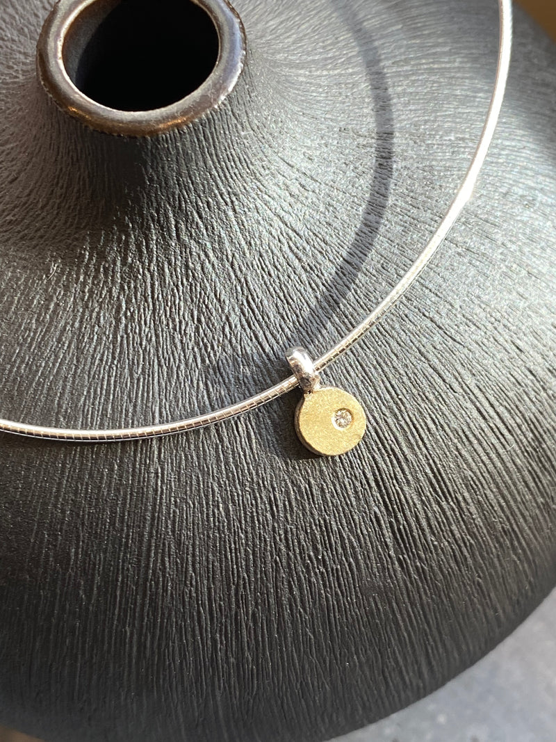 Diamond Pebble Drop Pendant On Snake Chain