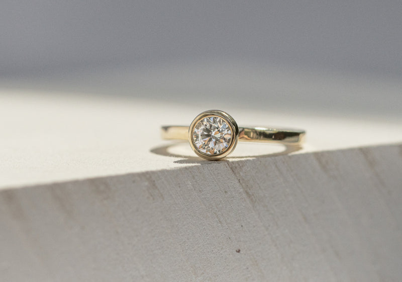 Contemporary Simple Round Solitaire with 1ct Lab Diamond