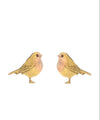Gold Robin Stud Earrings