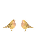 Gold Robin Stud Earrings