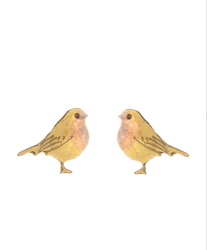 Gold Robin Stud Earrings
