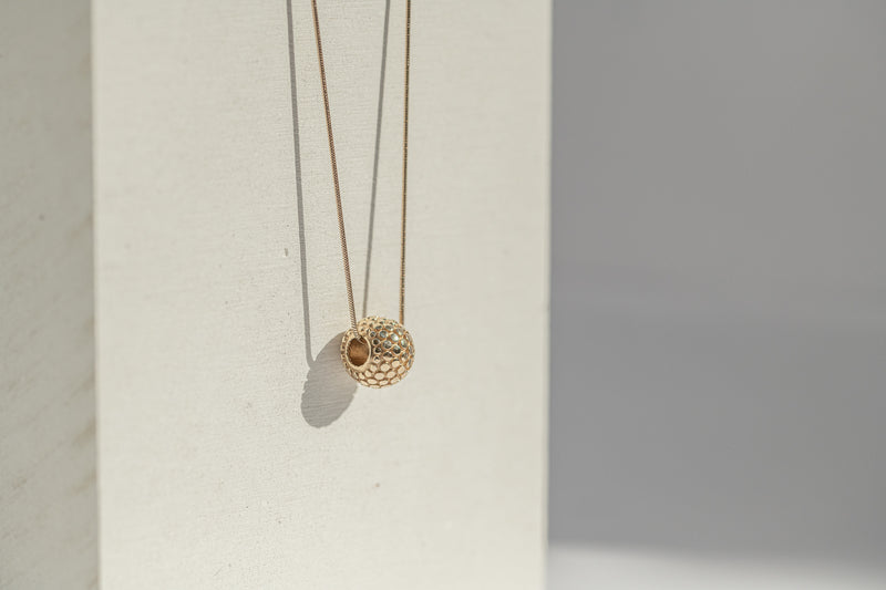 Dotty Textured Solid Gold Worry Bead Pendant