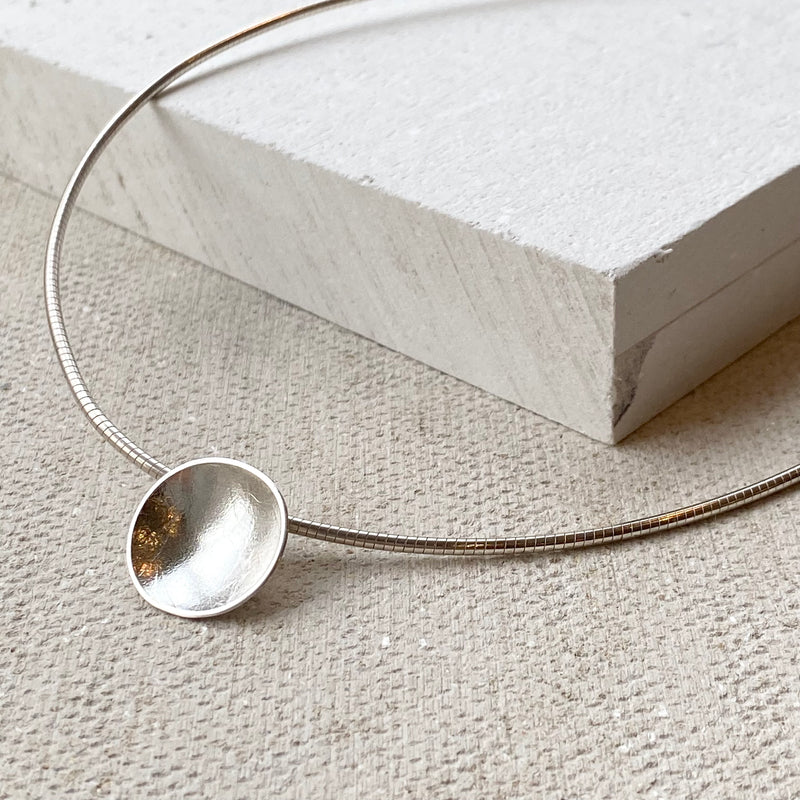 Dome Pendant On Thick Snake Chain