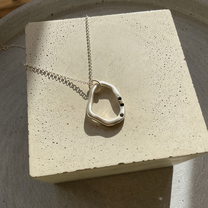 Large Sapphire Circle Pendant