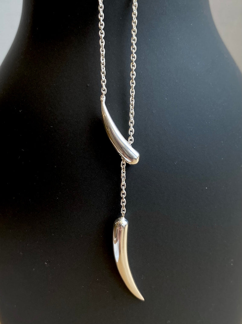 Thorn Lariat Silver Necklace