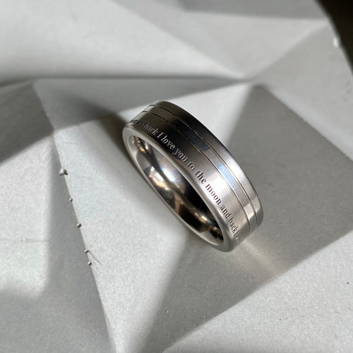 Flat Titanium Groove Ring 360 Engraving