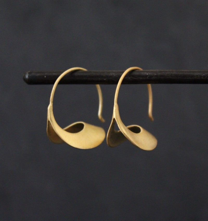 Brushed Gold Wave Hoop Earrings