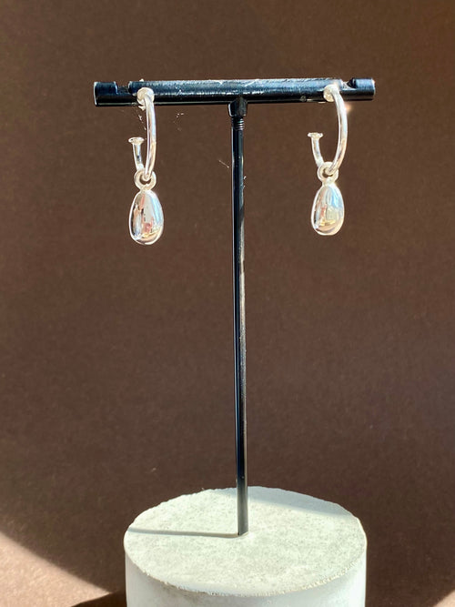 Polished Beach Pebble Hoop Earrings